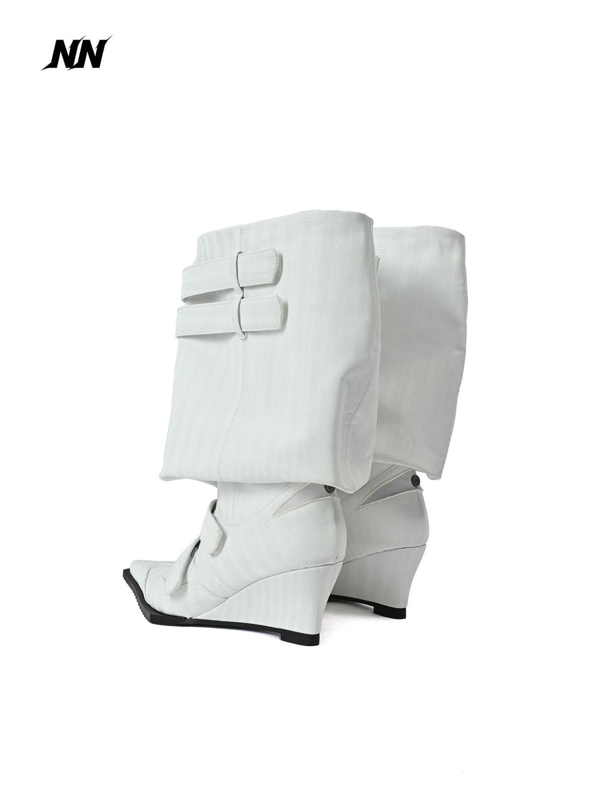 NORTH NODE Slouchy Pointed Toe Wedge Heel Belt Buckle Women&