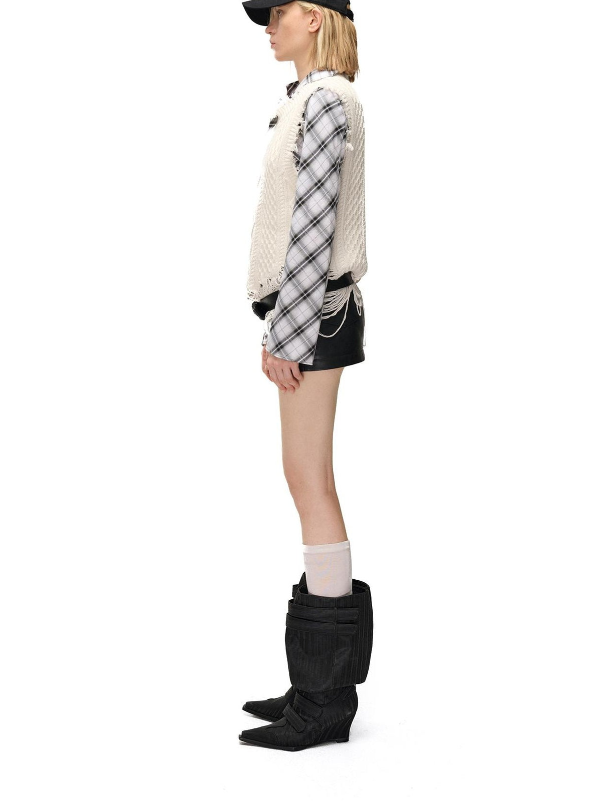 NORTH NODE Slouchy Pointed Toe Wedge Heel Belt Buckle Women&