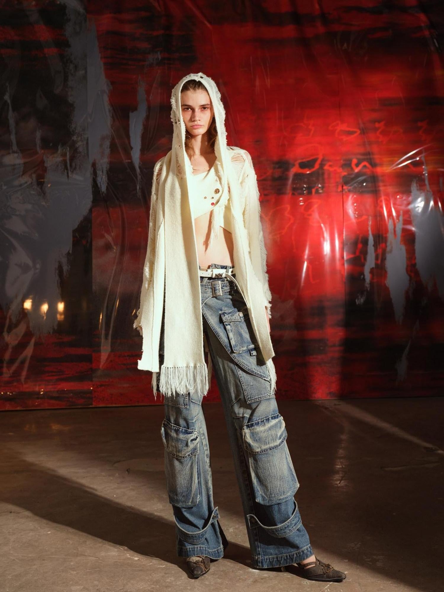 NORTH NODE Snow Scattered Designer Hooded Open Front Women&