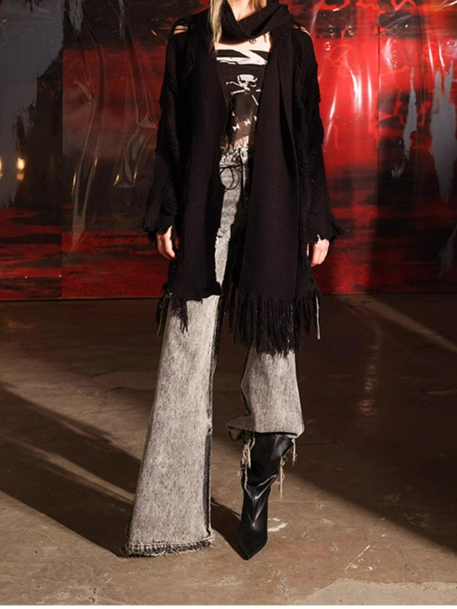 NORTH NODE Snow Scattered Designer Hooded Open Front Women&