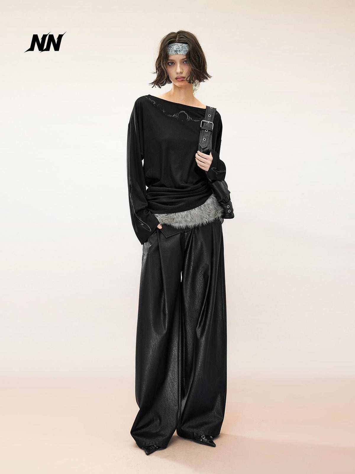 NORTH NODE Solid Wide Leg Straight Detachable Belt Women&