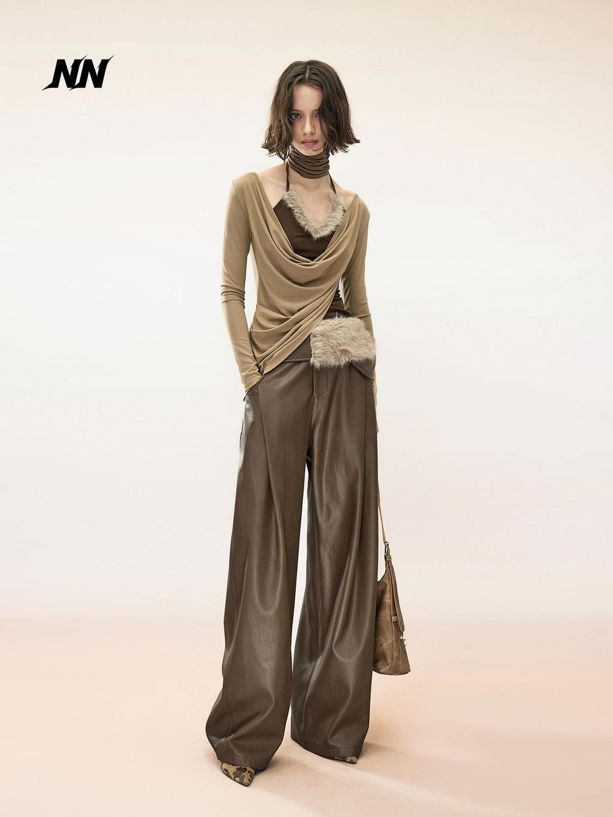 NORTH NODE Solid Wide Leg Straight Detachable Belt Women&