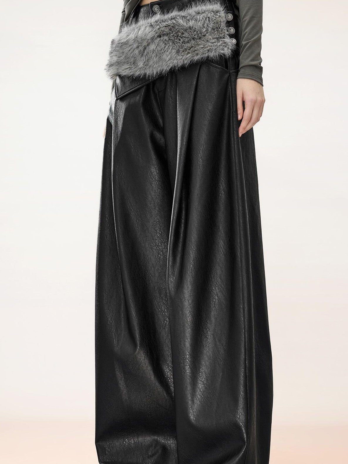 NORTH NODE Solid Wide Leg Straight Detachable Belt Women&