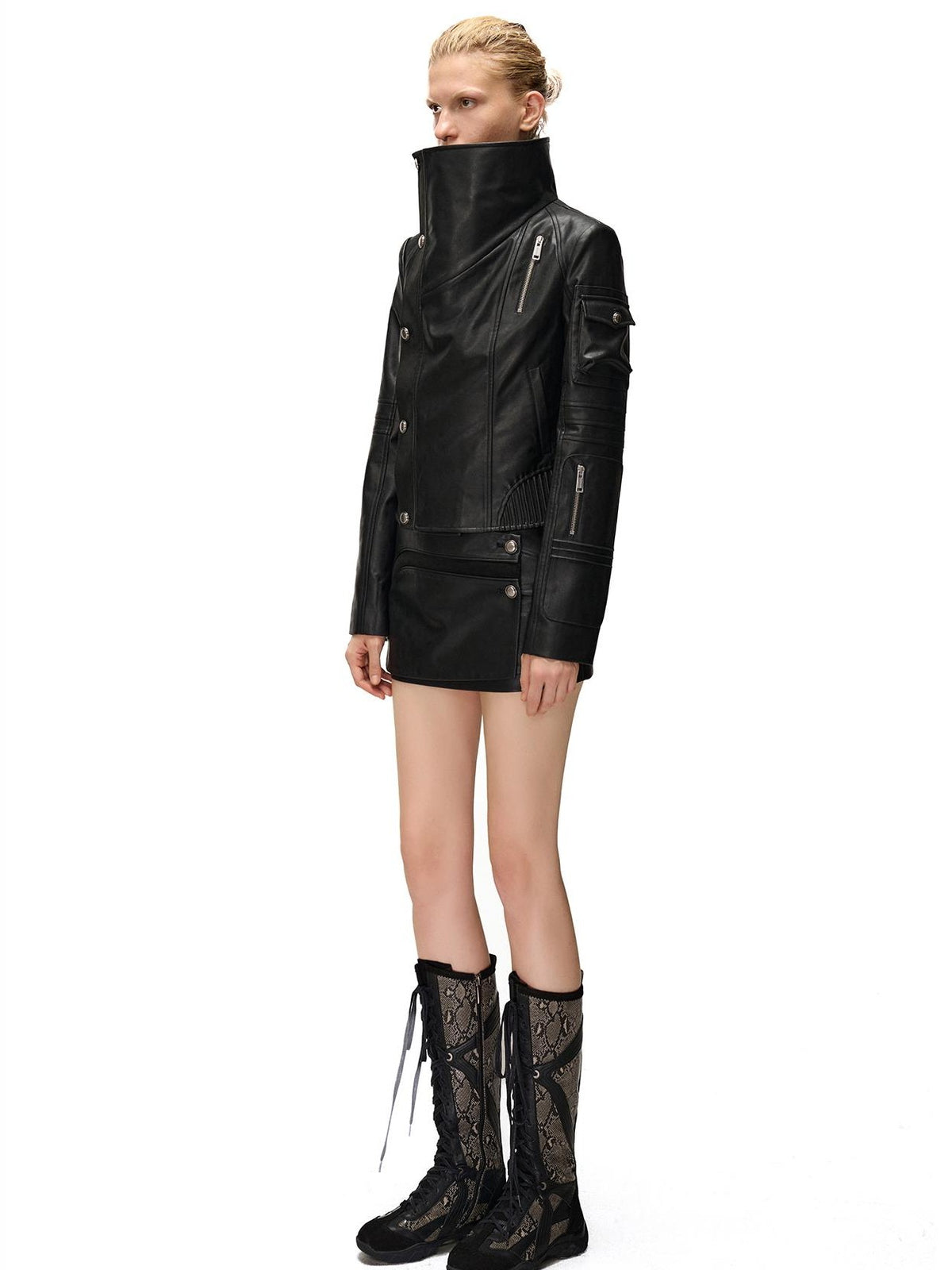 NORTH NODE Spliced Print Patchwork Pointed Toe Women&