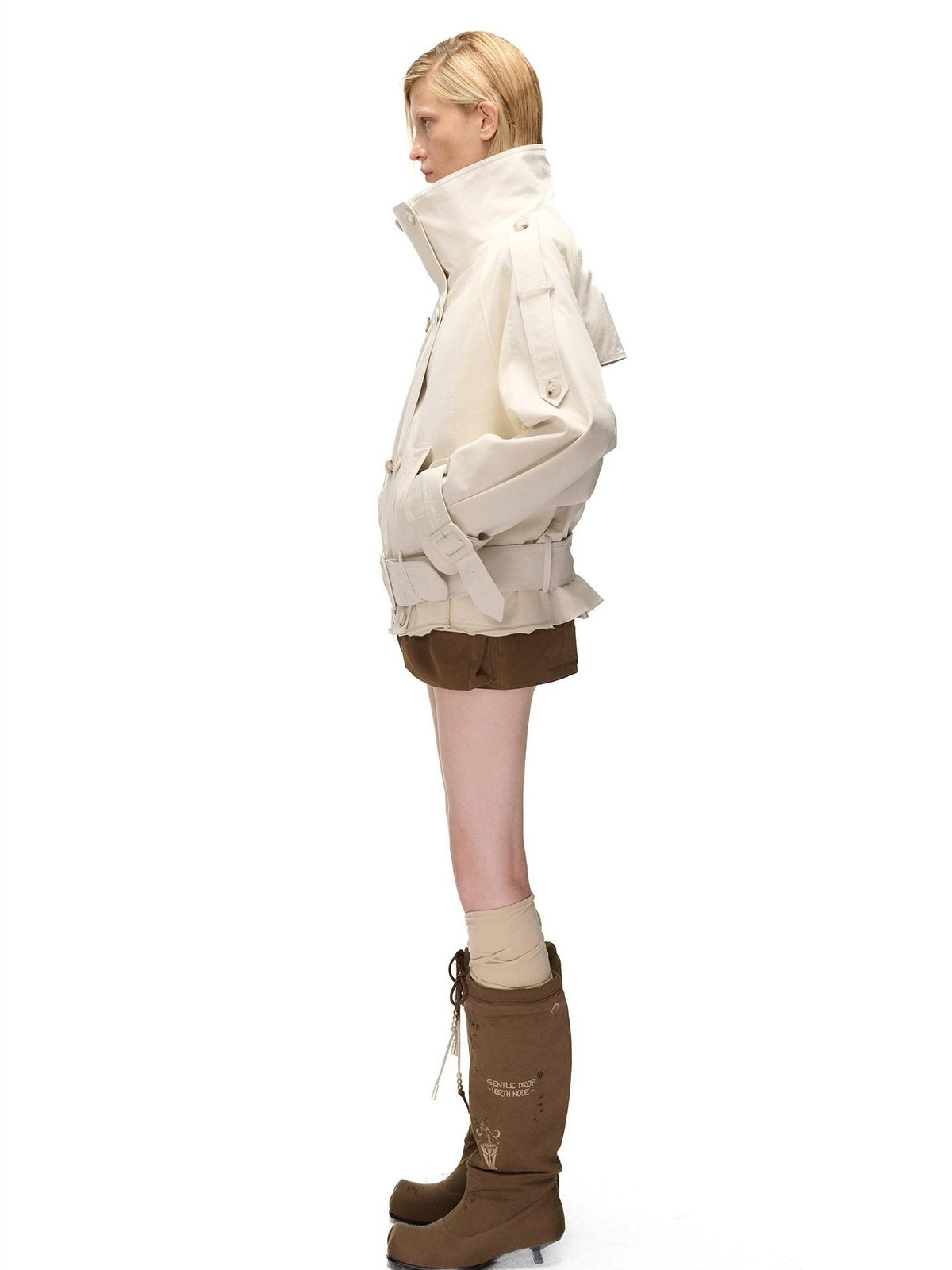 NORTH NODE Spliced Short Loose Cotton Blend Women&
