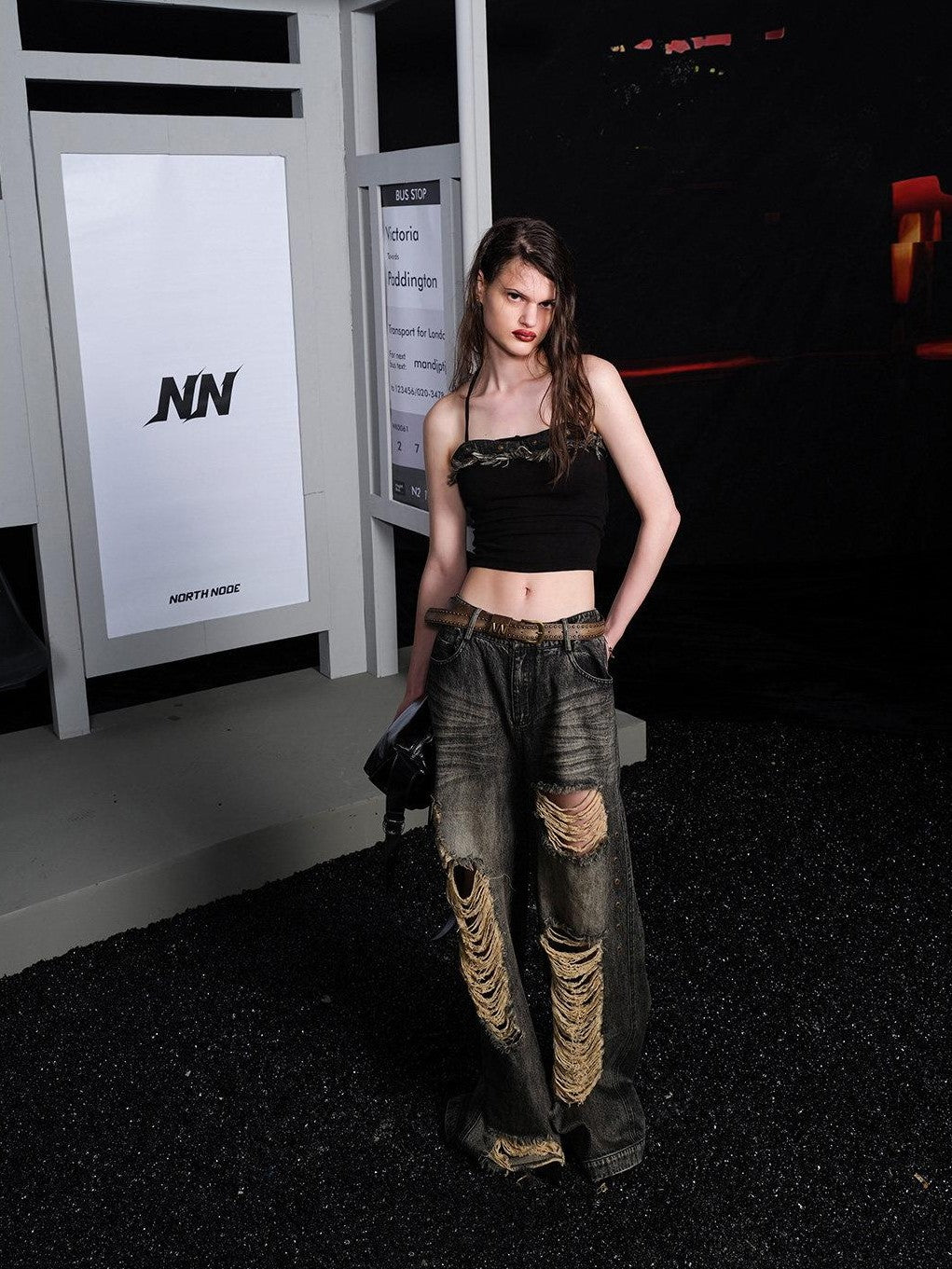 NORTH NODE Street Washed Ripped Distressed Women&