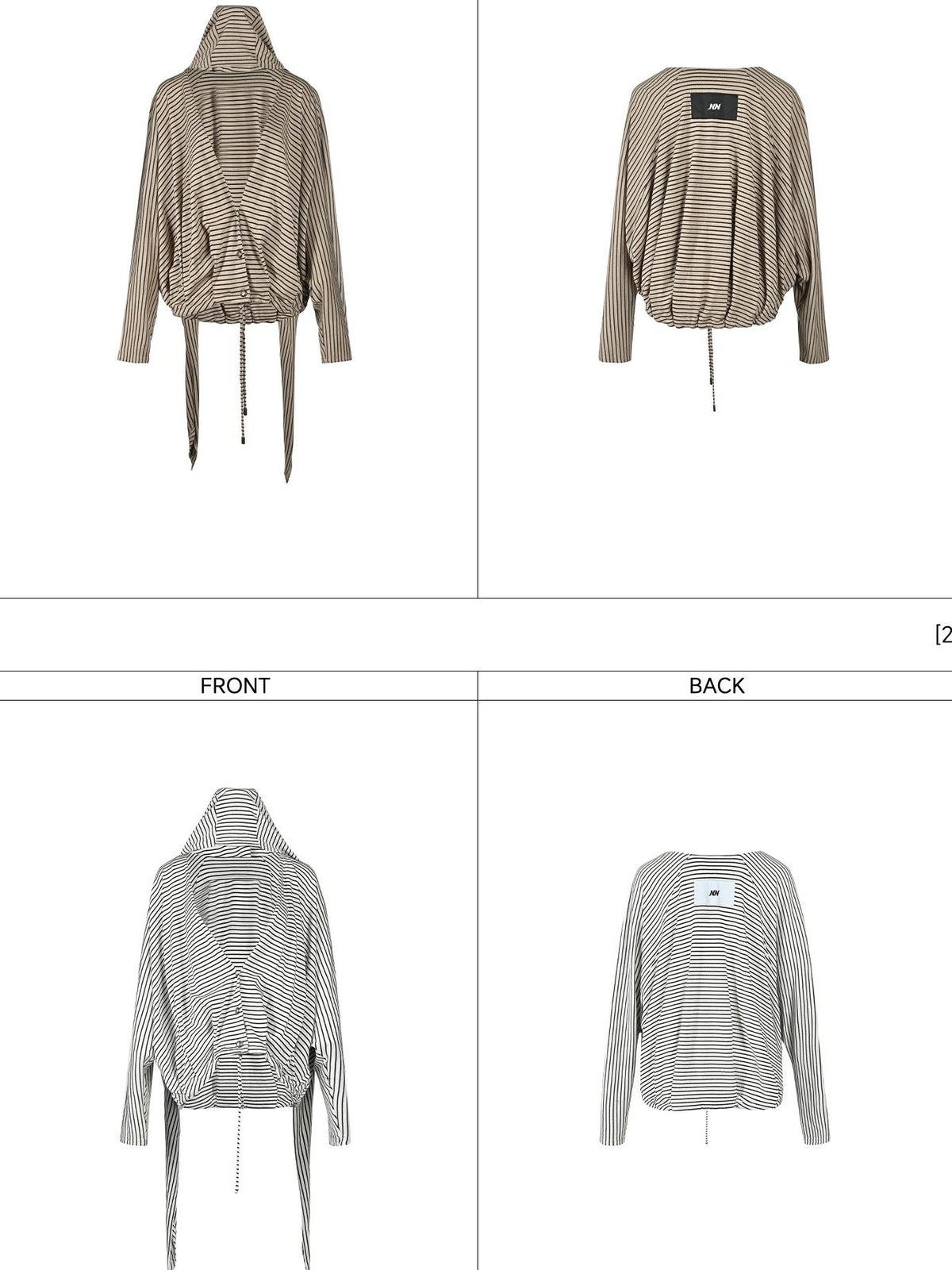 NORTH NODE Striped Detachable Hood Batwing Sleeve Women&