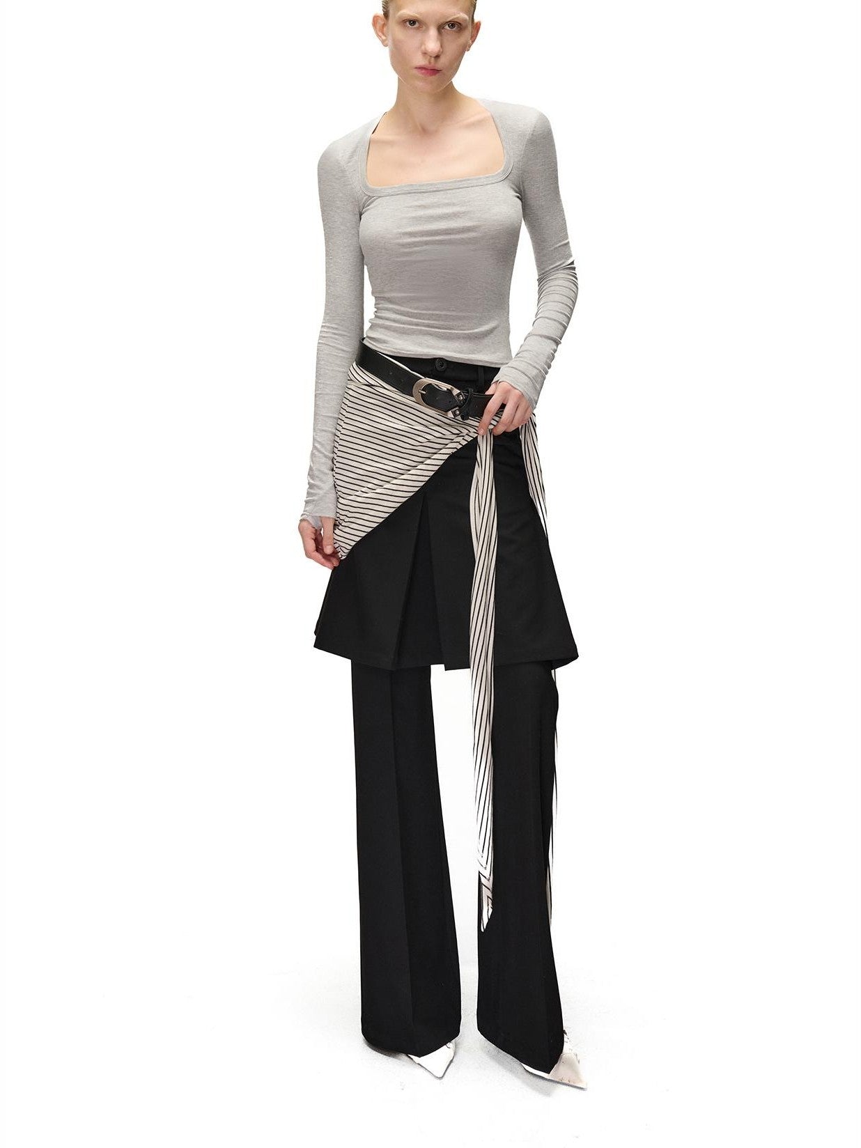 NORTH NODE Textured Wide Leg Slit Suit Women&