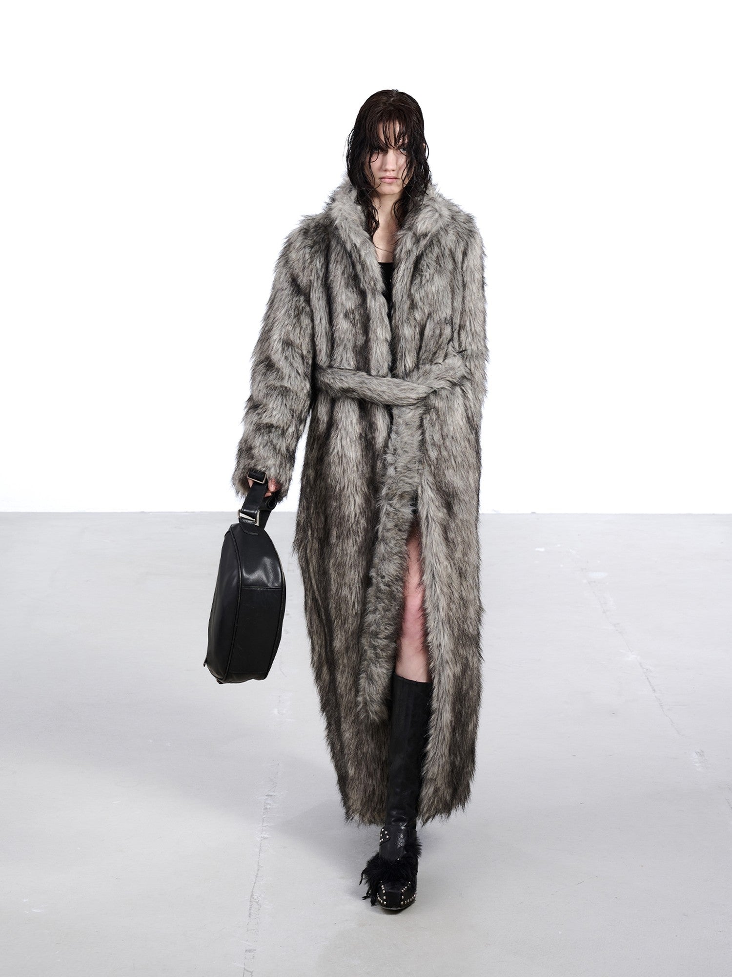 NORTH NODE Thick Faux Fur Stand Collar Oversized Pajama Style Women&