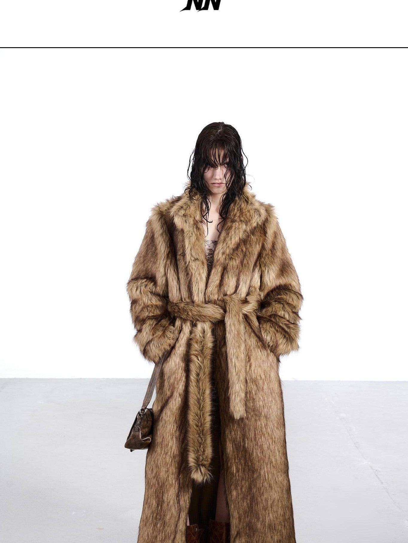 NORTH NODE Thick Faux Fur Stand Collar Oversized Pajama Style Women&