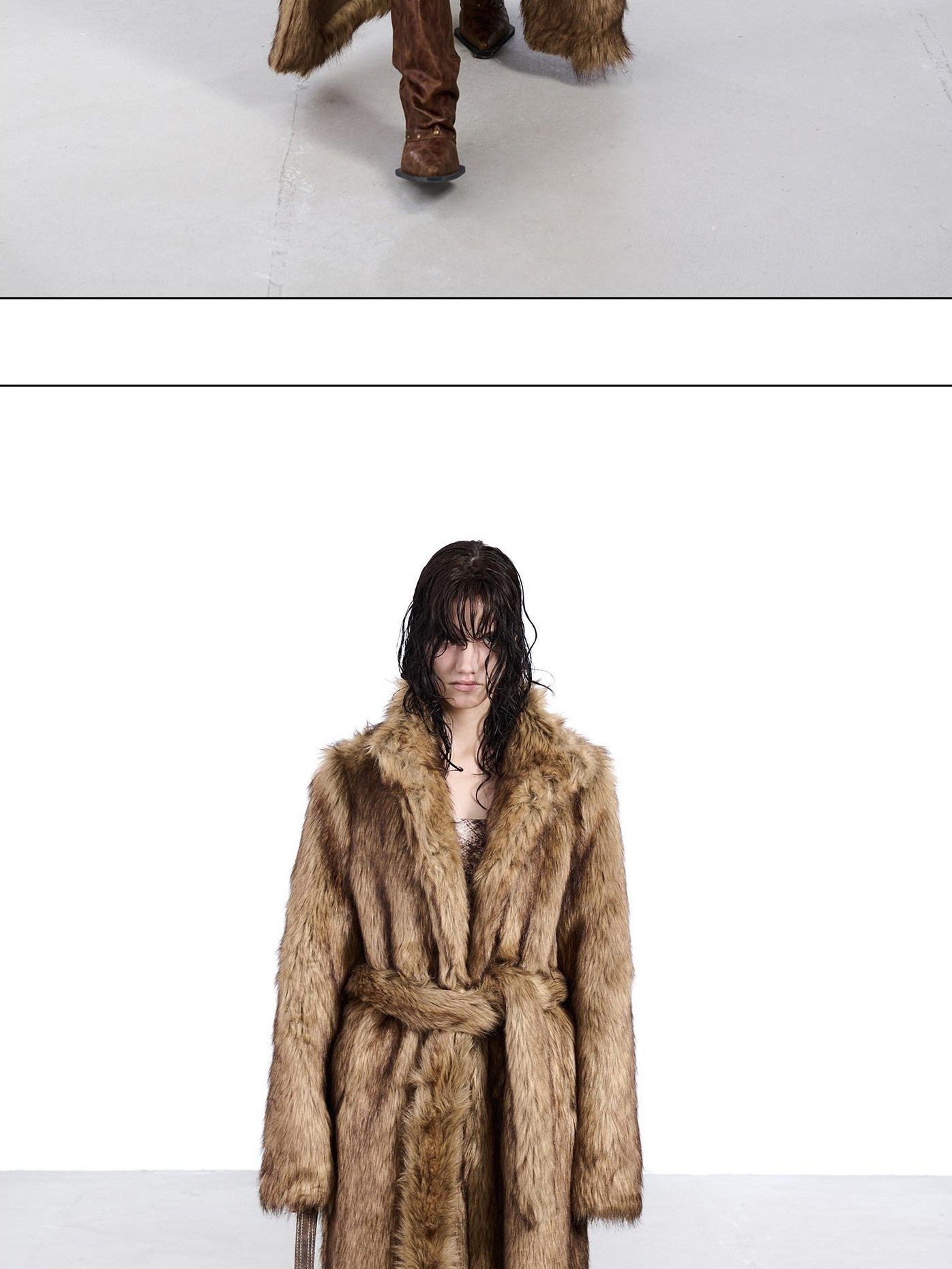 NORTH NODE Thick Faux Fur Stand Collar Oversized Pajama Style Women&