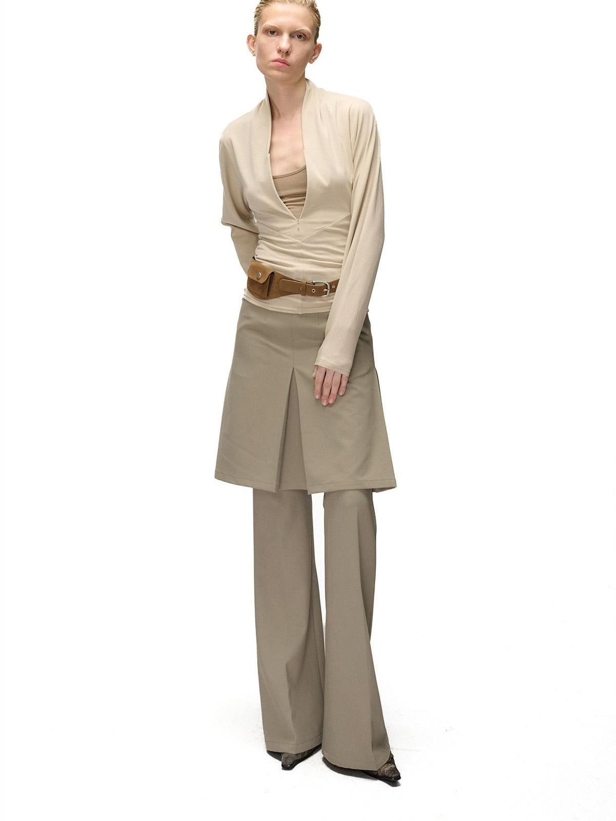 NORTH NODE Two Piece Zip Up Slim Fit Long Sleeve V-neck Women&