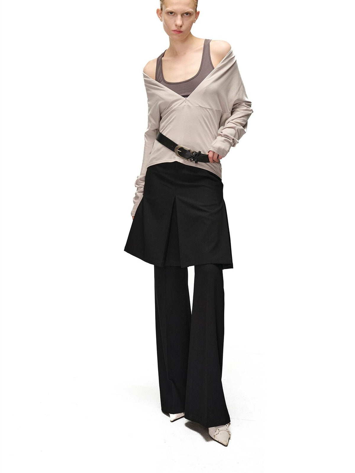 NORTH NODE Two Piece Zip Up Slim Fit Long Sleeve V-neck Women&