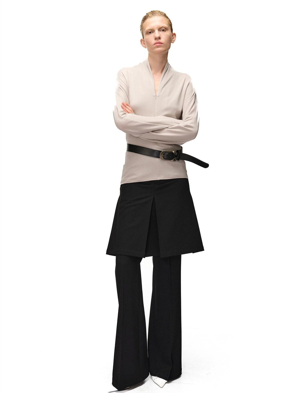 NORTH NODE Two Piece Zip Up Slim Fit Long Sleeve V-neck Women&