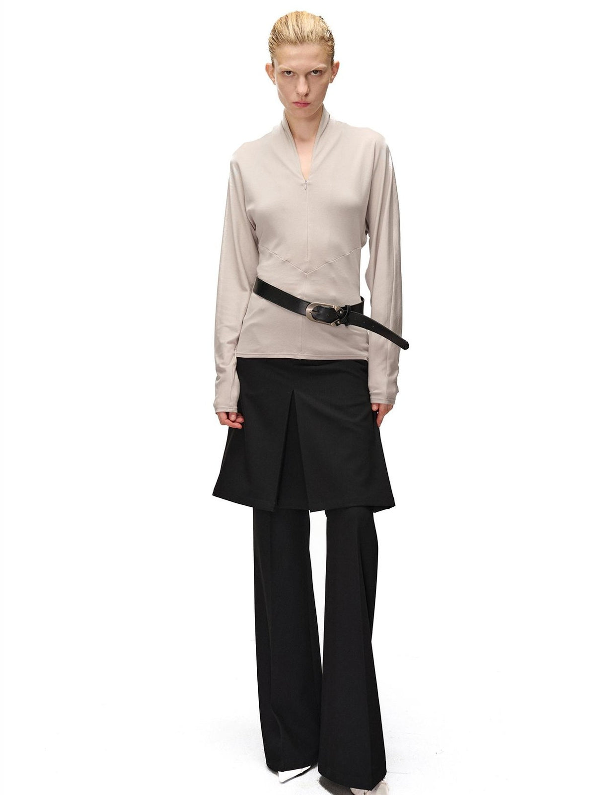 NORTH NODE Two Piece Zip Up Slim Fit Long Sleeve V-neck Women&