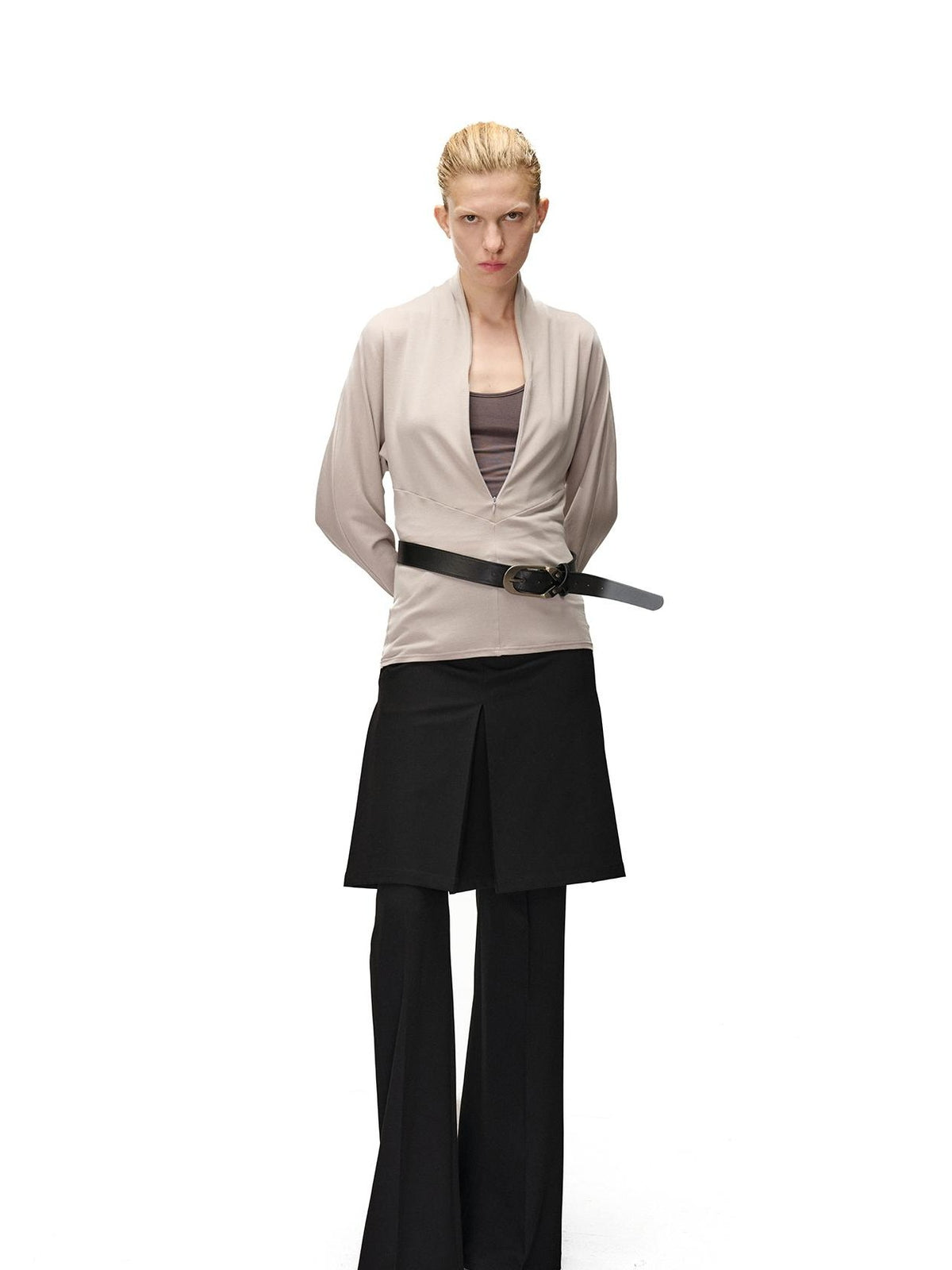NORTH NODE Two Piece Zip Up Slim Fit Long Sleeve V-neck Women&