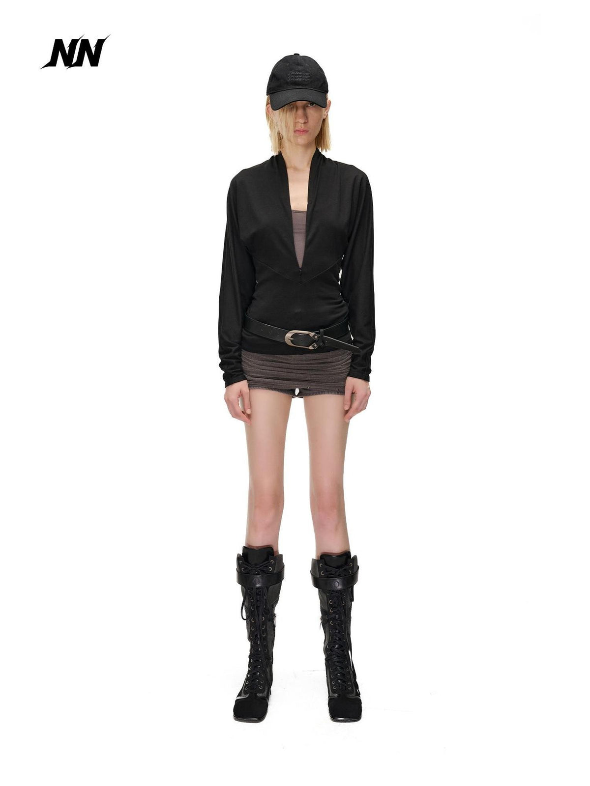 NORTH NODE Two Piece Zip Up Slim Fit Long Sleeve V-neck Women&