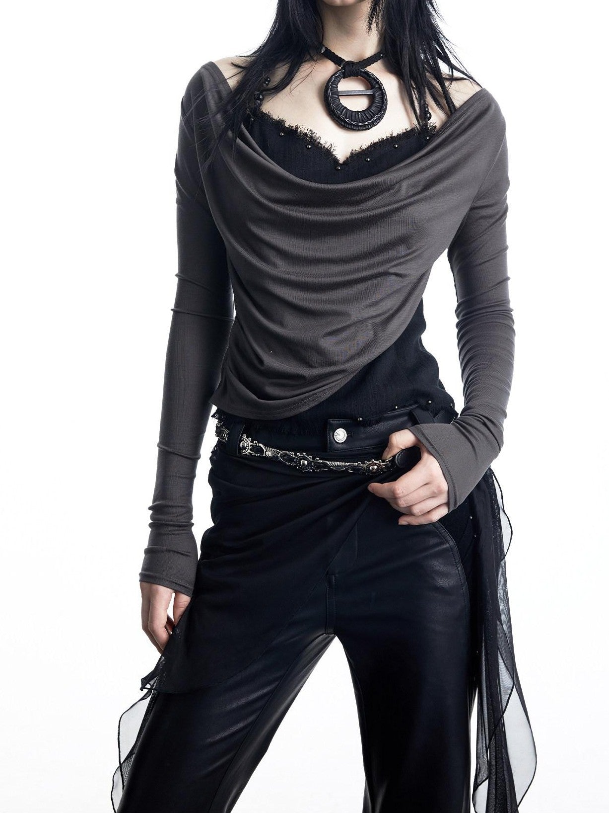 NORTH NODE Urban Nomad Spliced Faux Two Piece Halter Women&