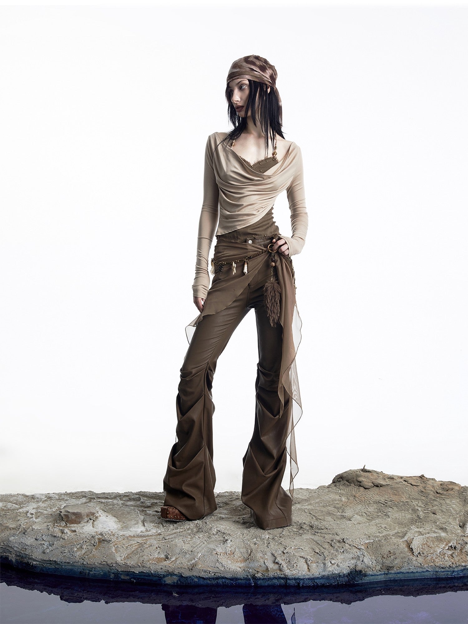 NORTH NODE Urban Nomad Spliced Faux Two Piece Halter Women&