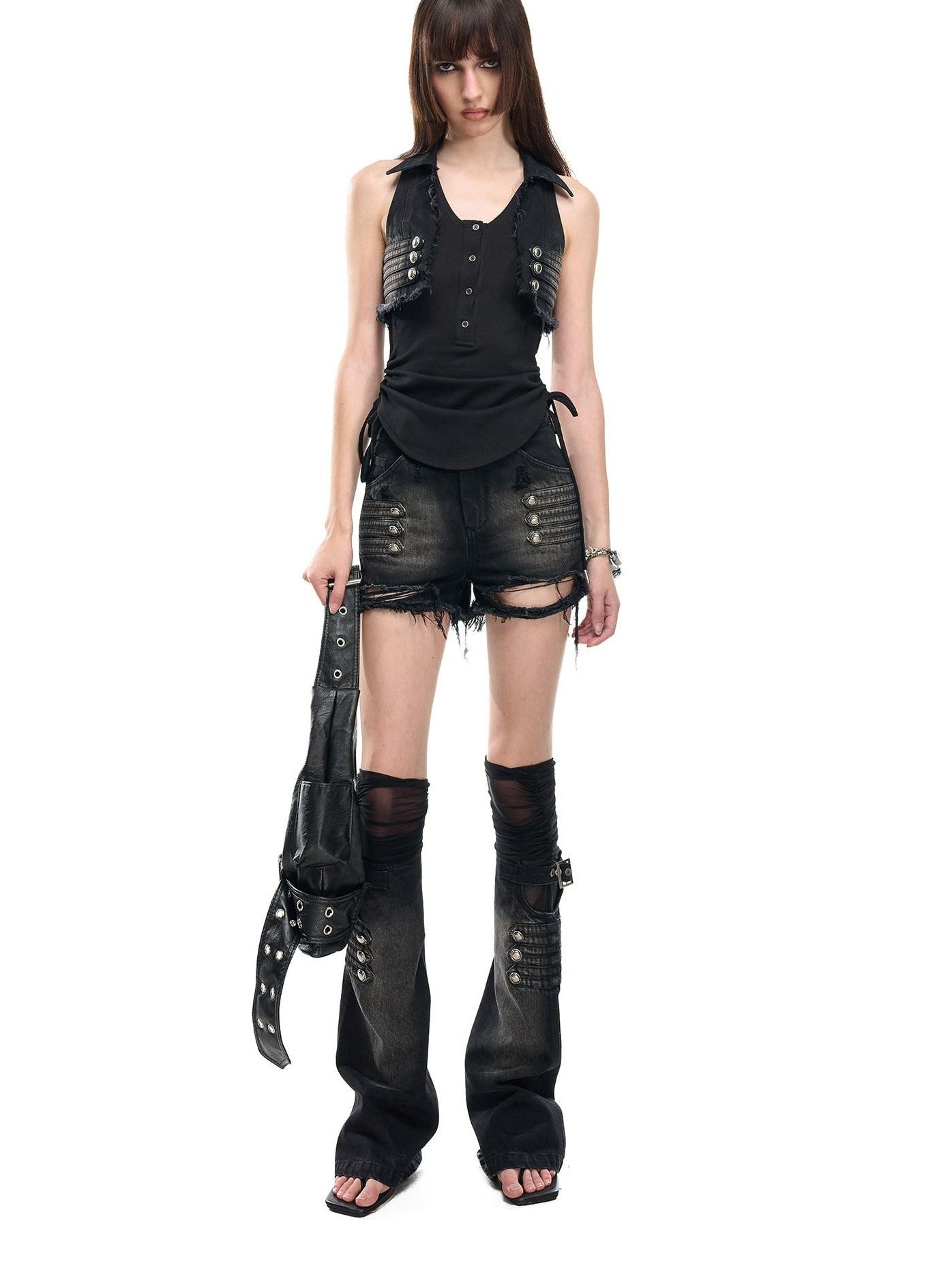 NORTH NODE V-neck Button Spliced Turn Down Collar Women&