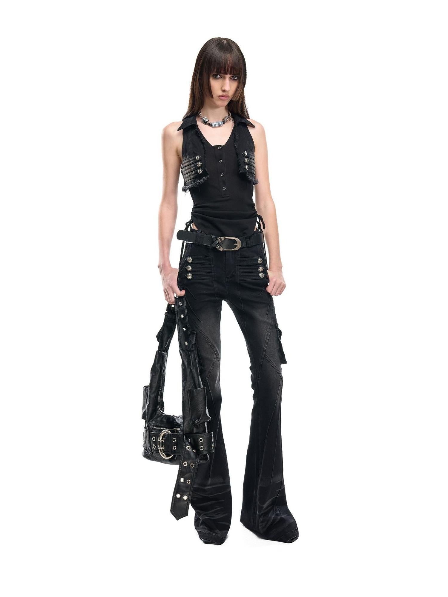 NORTH NODE V-neck Button Spliced Turn Down Collar Women&