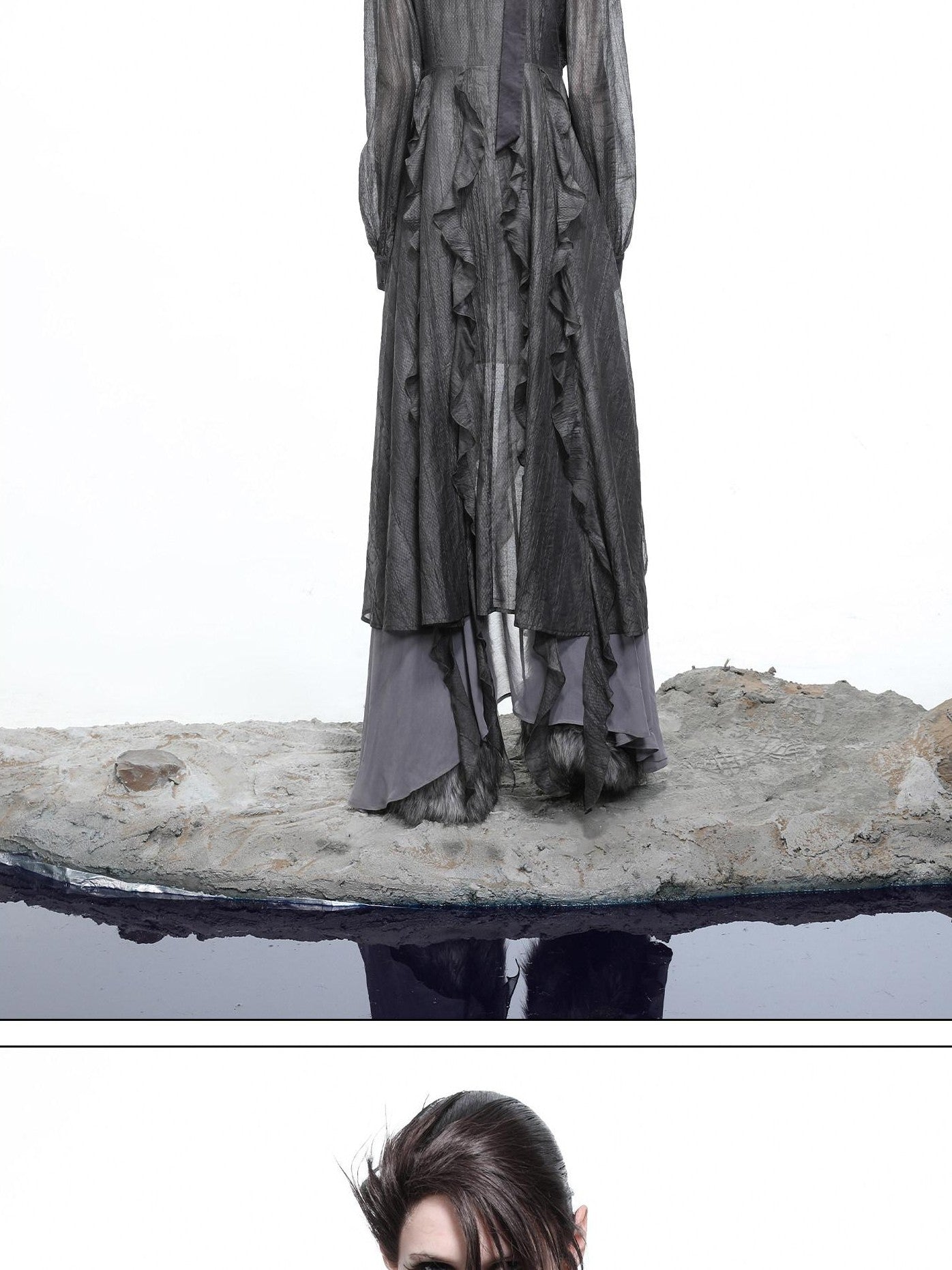 NORTH NODE V-neck Patchwork Ruffle Irregular Women&