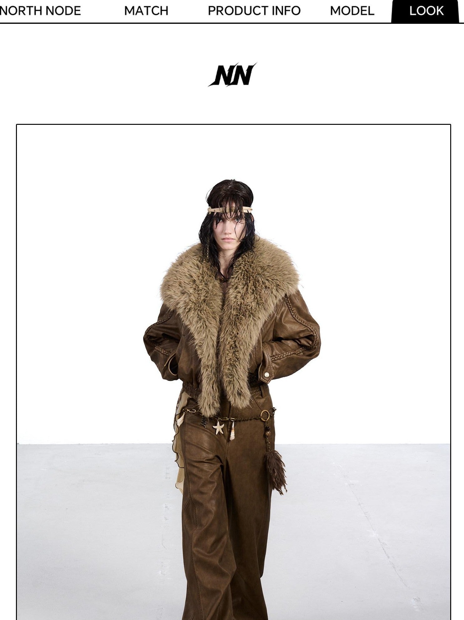 NORTH NODE Washed Big Faux Fur Collar Lapel Padded Short Punk Women&