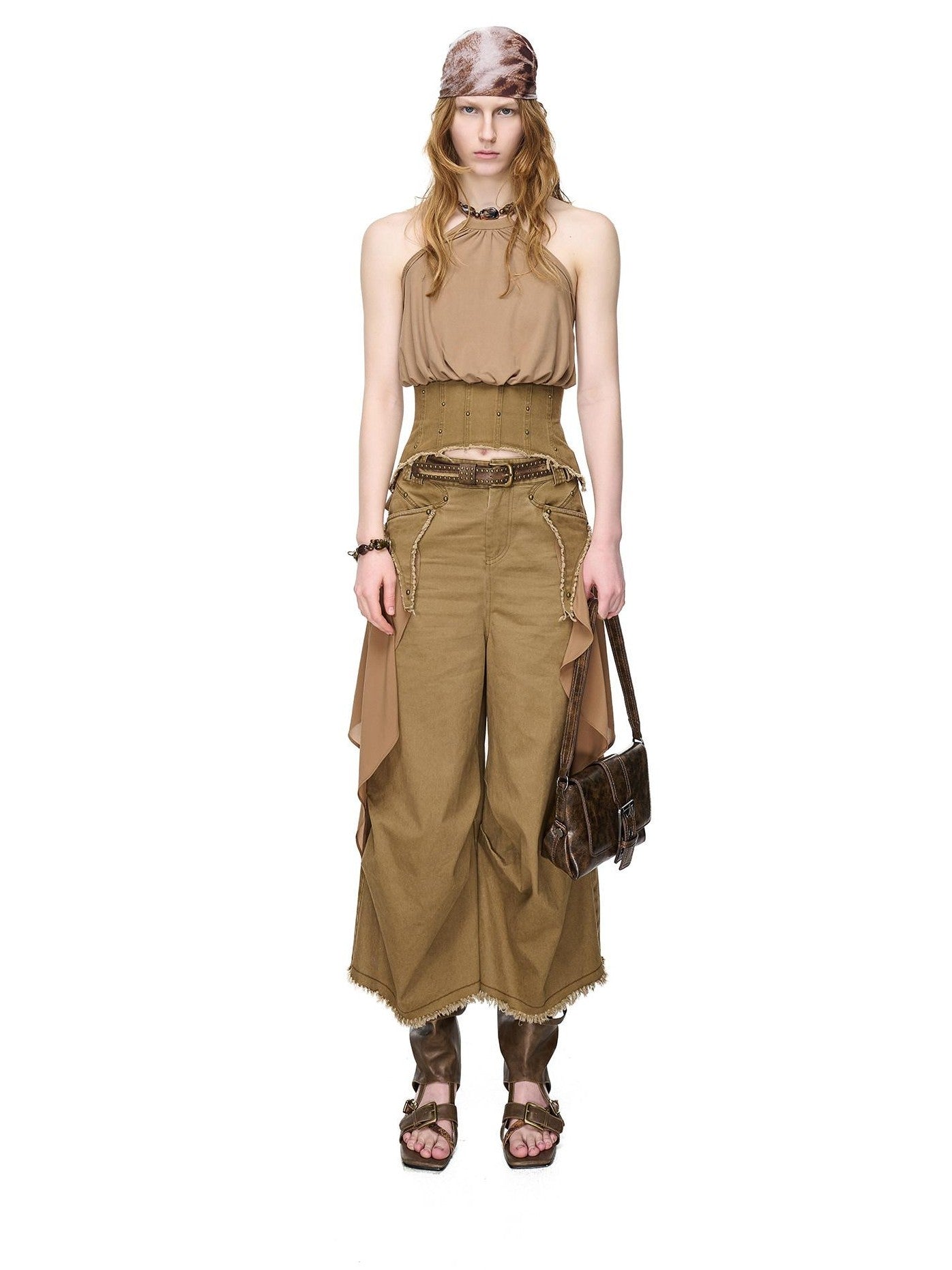 NORTH NODE Washed Chiffon Panel Patchwork Women&