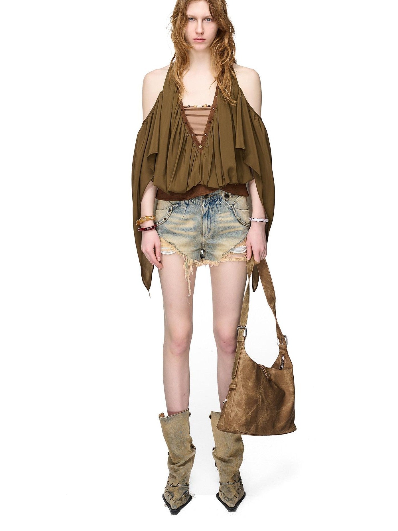 NORTH NODE Washed Distressed Ripped Women&