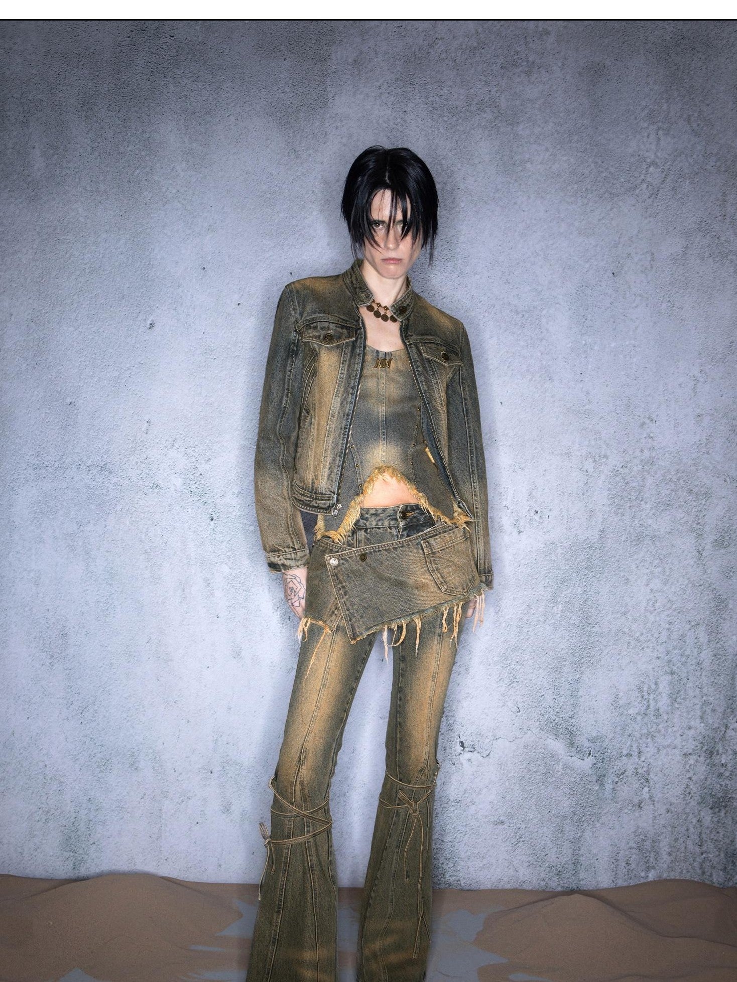 NORTH NODE Washed Distressed Vintage Faded Cropped Women&