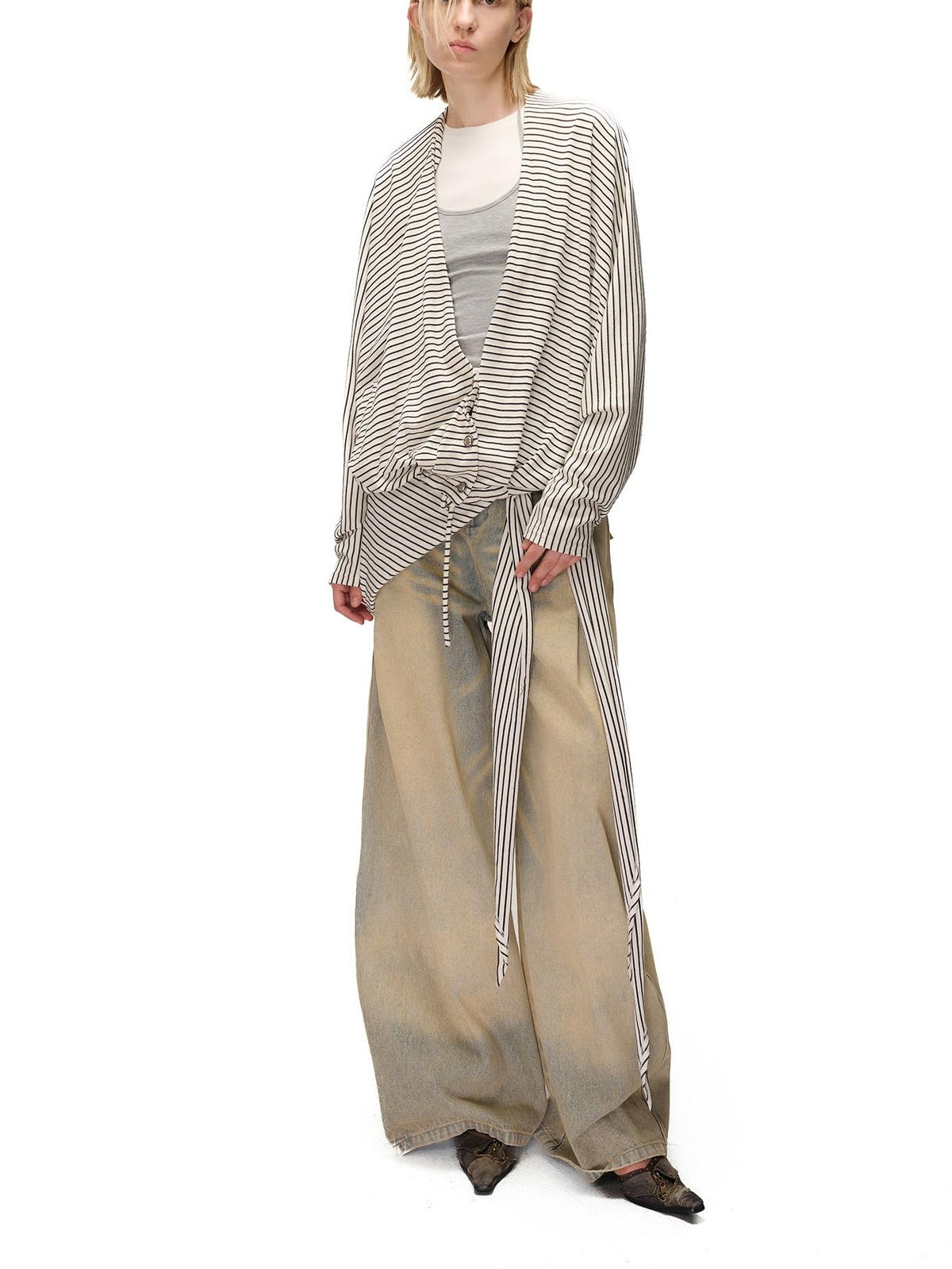 NORTH NODE Washed Distressed Wide-leg Women&