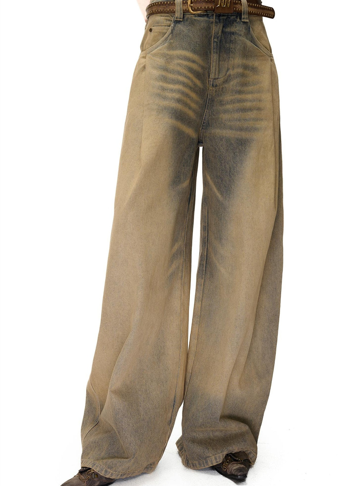 NORTH NODE Washed Distressed Wide-leg Women&