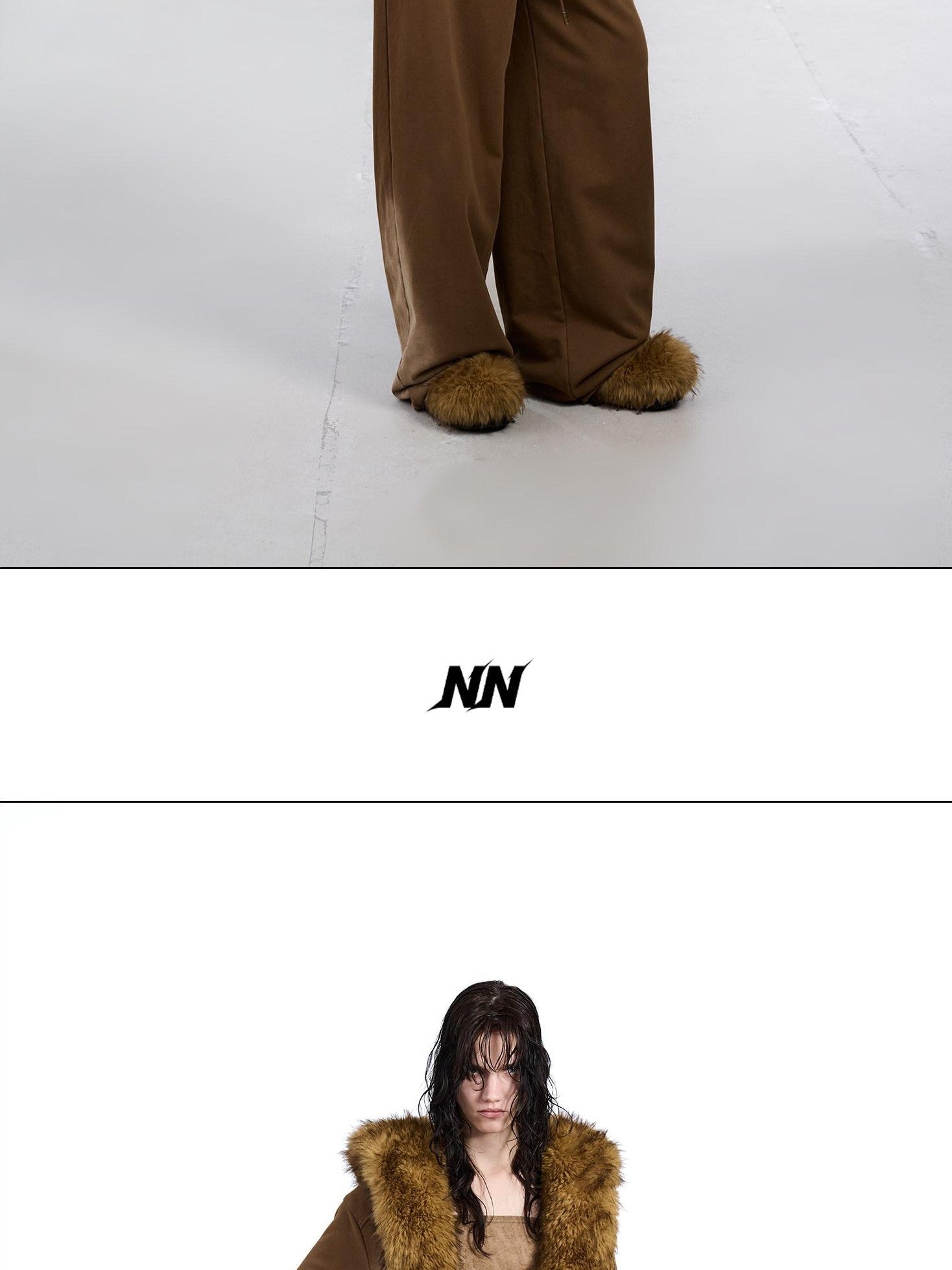 NORTH NODE Washed Faux Fur Patchwork Hooded Women&