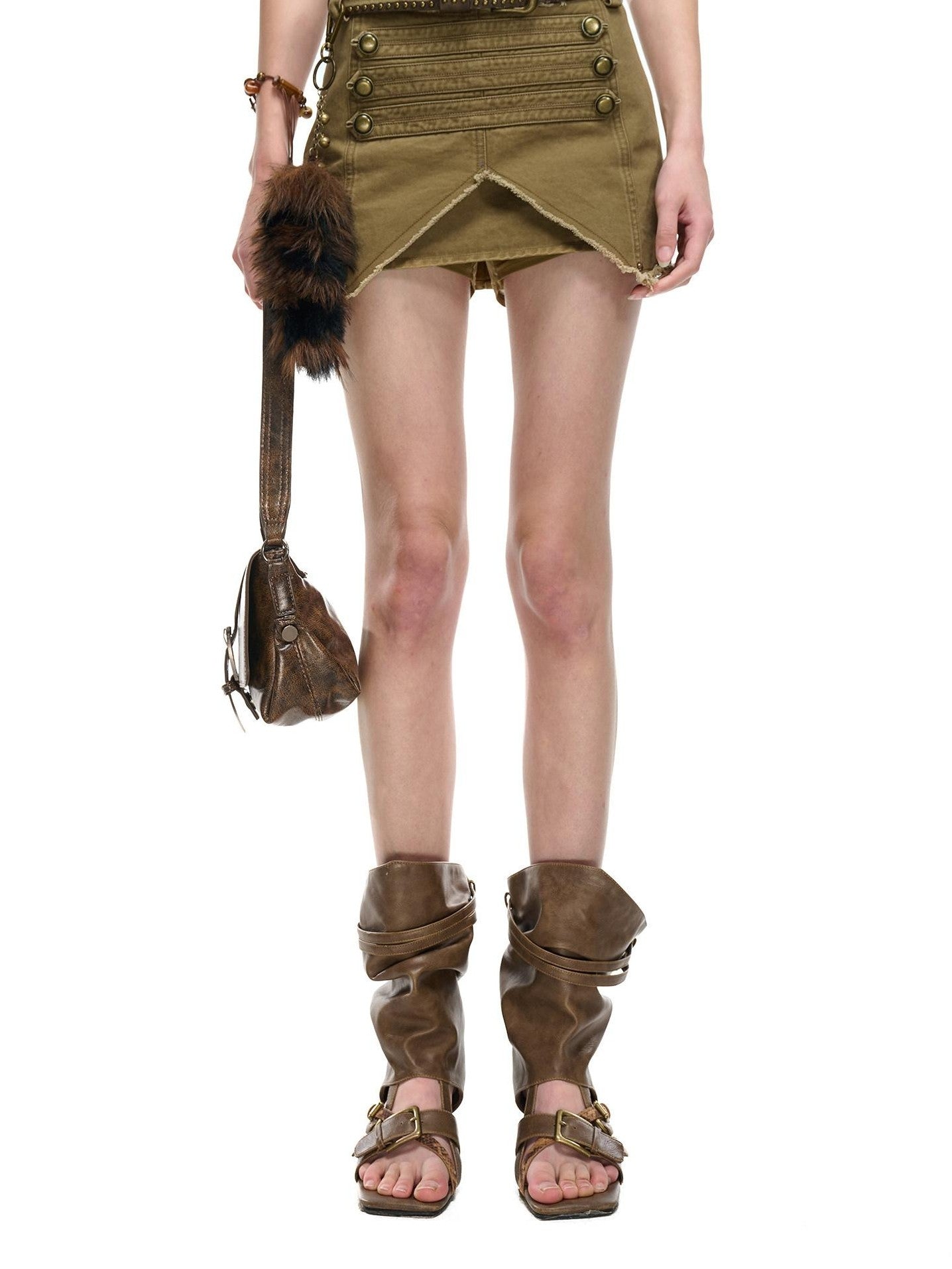 NORTH NODE Washed Fishtail Front Slit Metal Women&