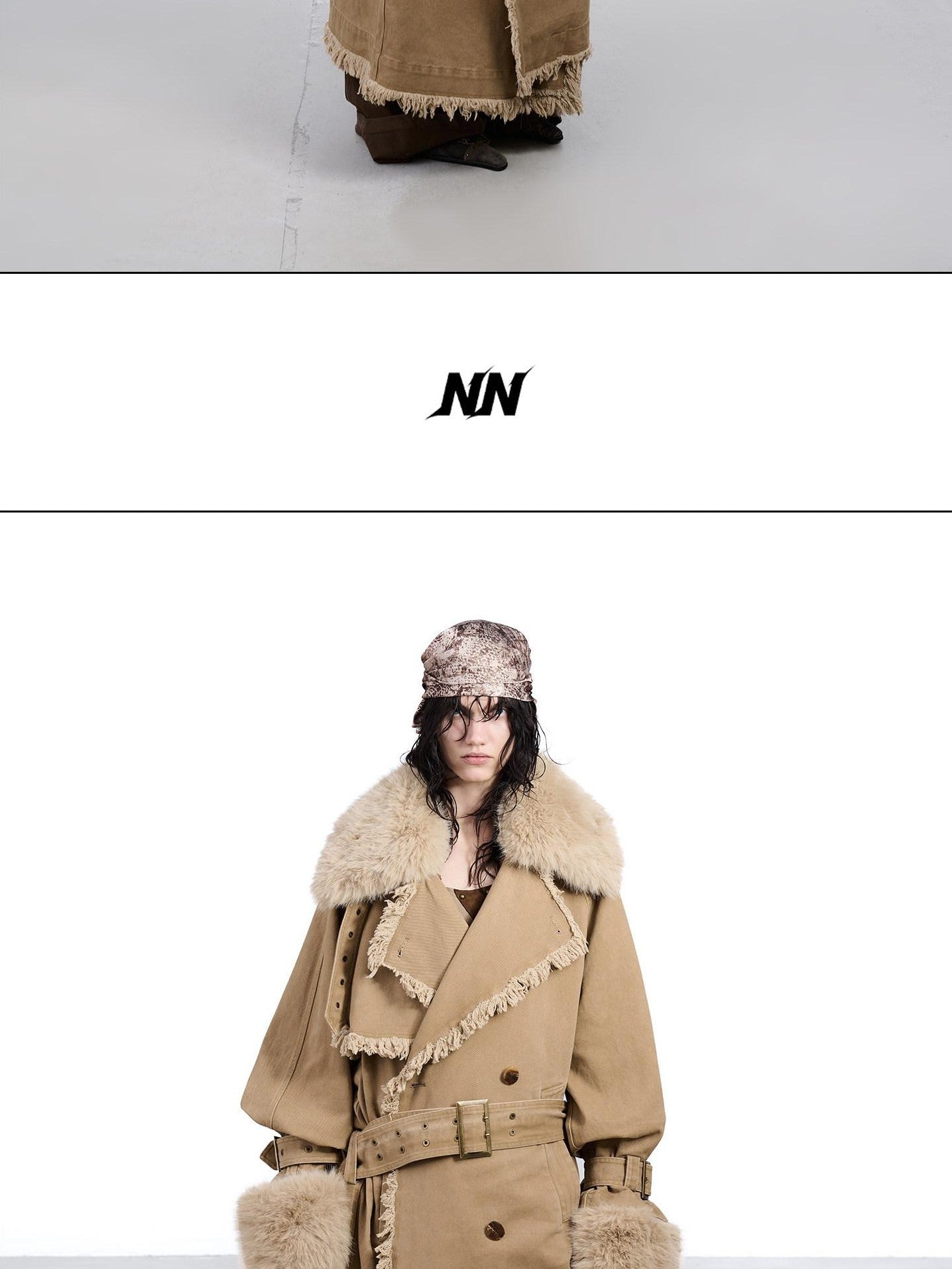NORTH NODE Washed Fur Collar Detachable Inner Fur Lining Women&