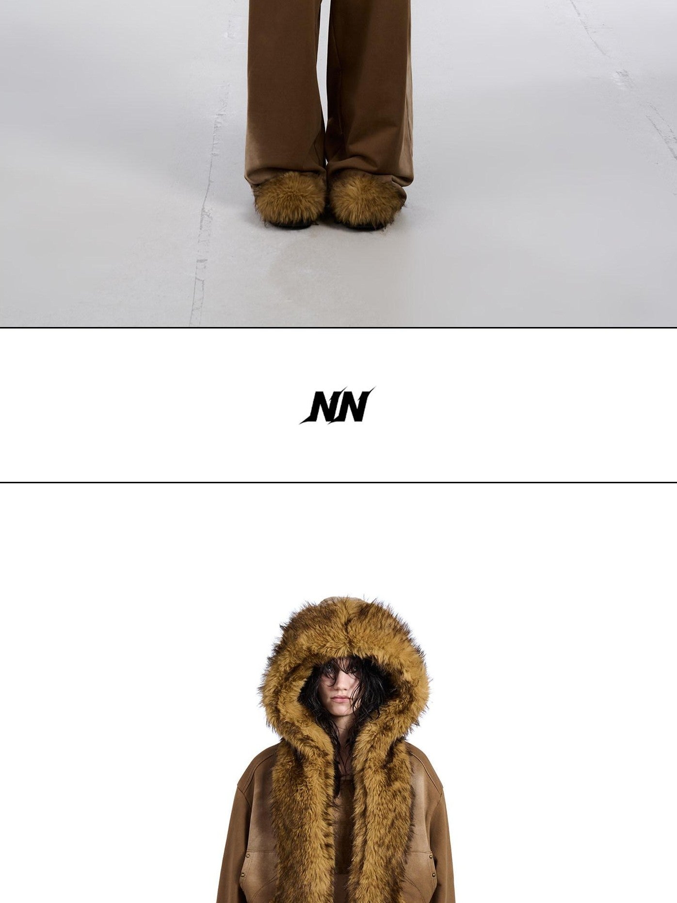 NORTH NODE Washed Patchwork Faux Fur Big Pocket Women&