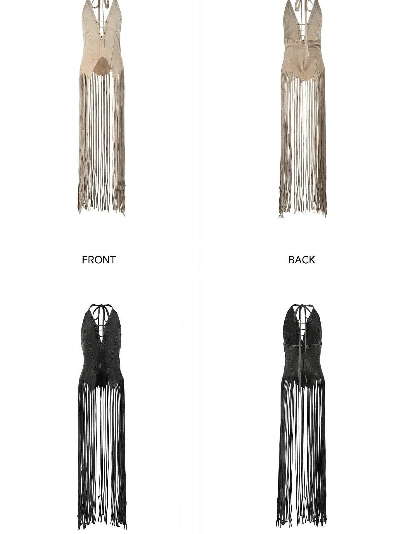 NORTH NODE Washed Vintage Faded V-neck Long Tassel Women&