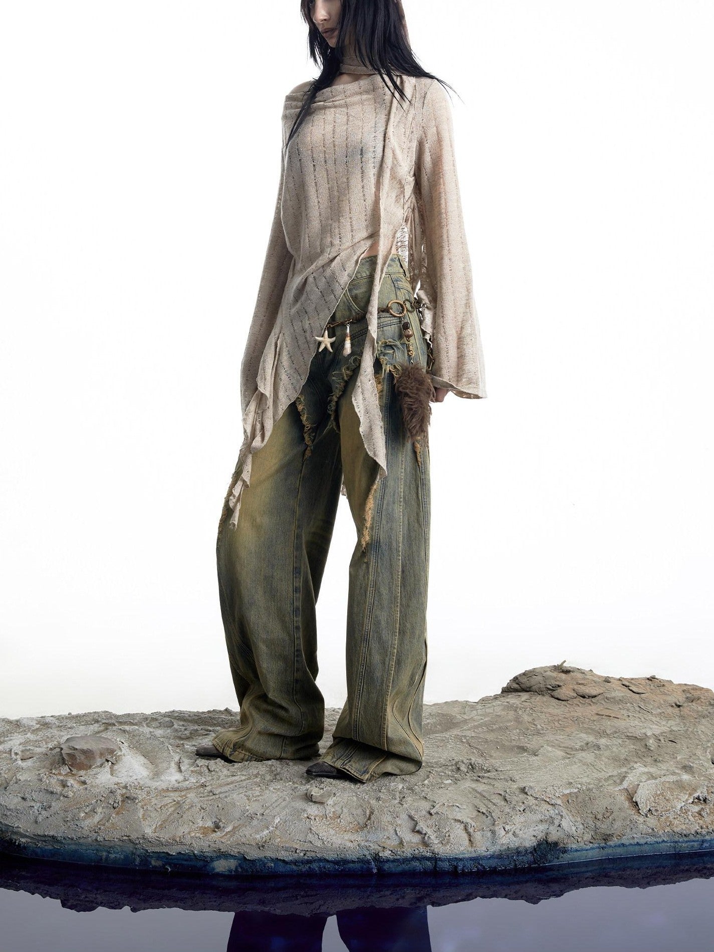 NORTH NODE Wasteland Asymmetric Lotus Ruffle Women&