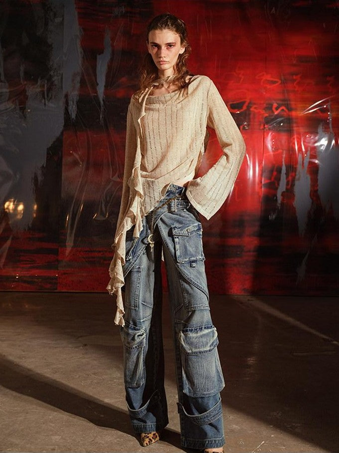 NORTH NODE Wasteland Asymmetric Lotus Ruffle Women&