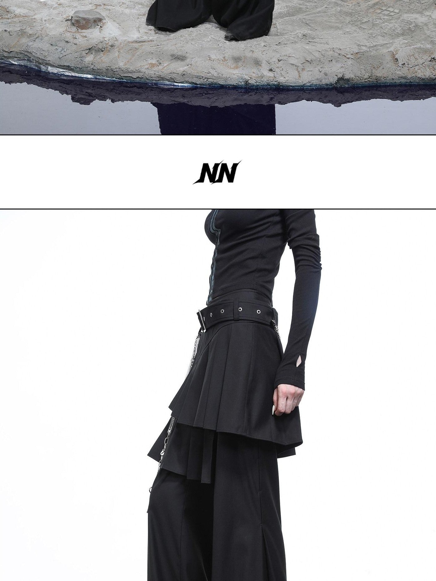 NORTH NODE Whisper Hem Pleated Wide Leg Tailored Trouser Inspired Women&