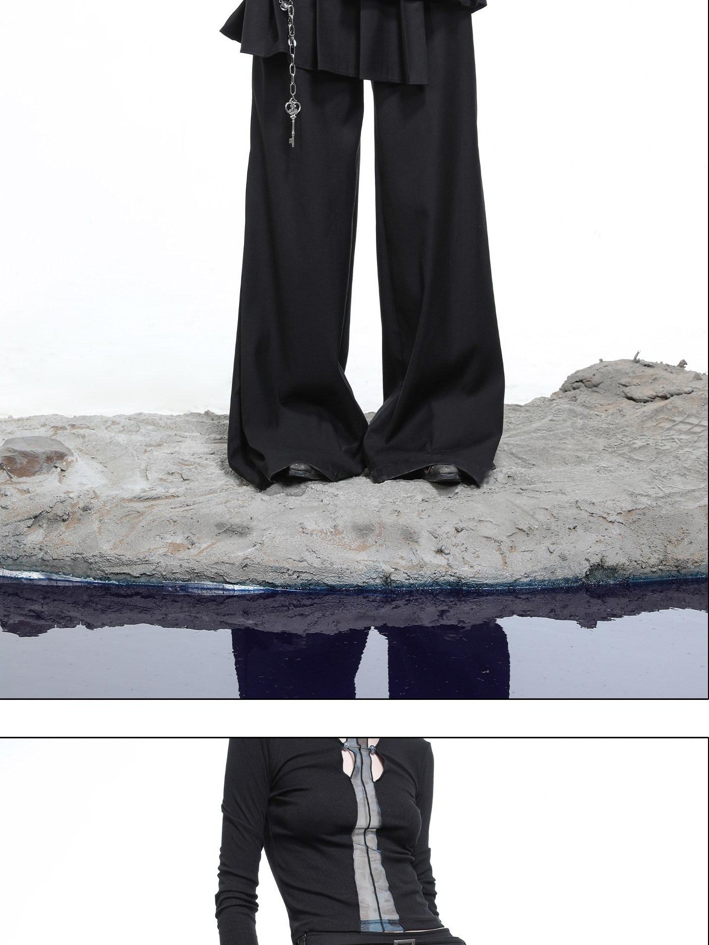 NORTH NODE Whisper Hem Pleated Wide Leg Tailored Trouser Inspired Women&