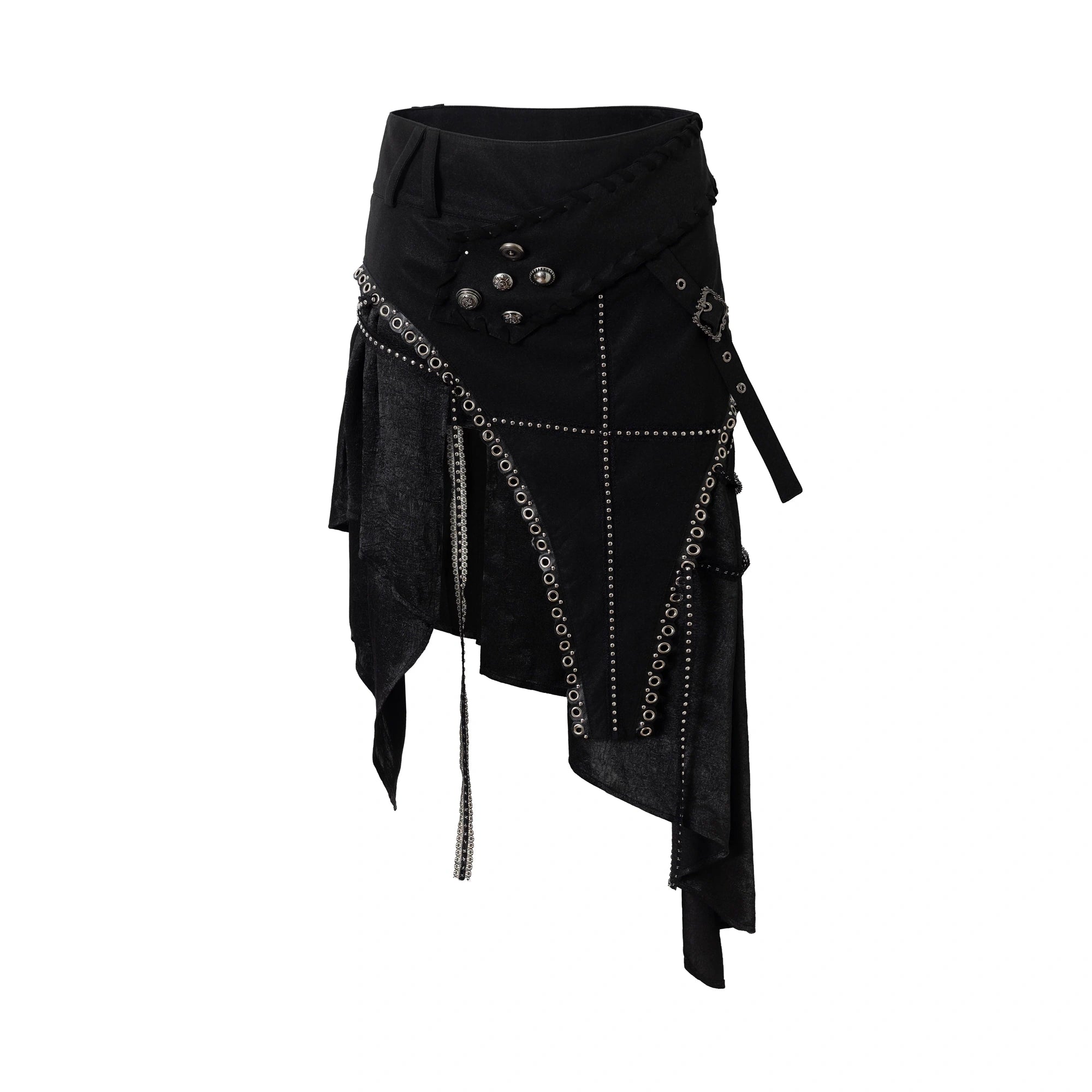 NO_ROMANCE_Asymmetric_Side_Slits_Vintage_Paneled_Mid_Waist_Slim_Fit_Women_A_Line_Skirt_MISSTT