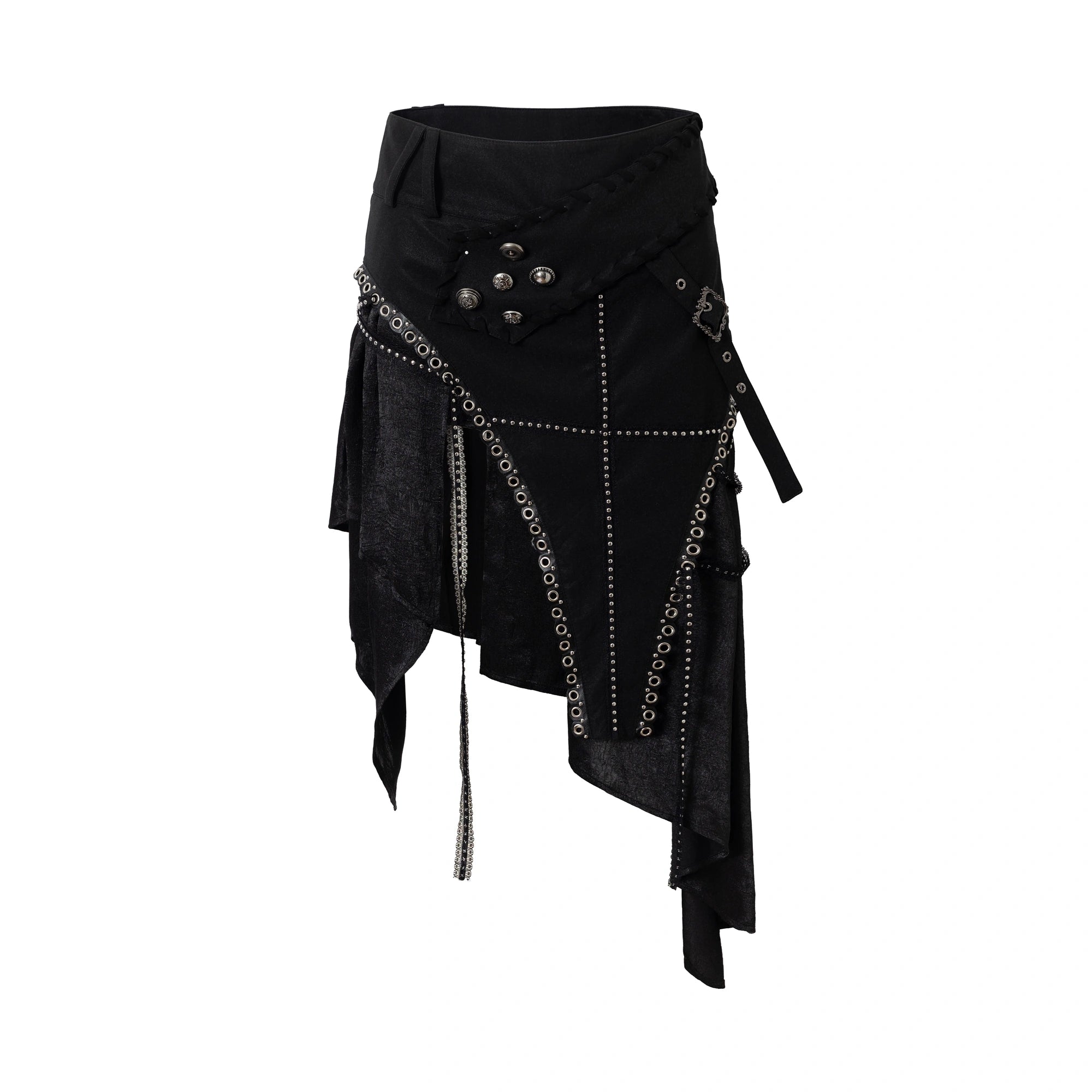 NO_ROMANCE_Asymmetric_Side_Slits_Vintage_Paneled_Mid_Waist_Slim_Fit_Women_A_Line_Skirt_MISSTT