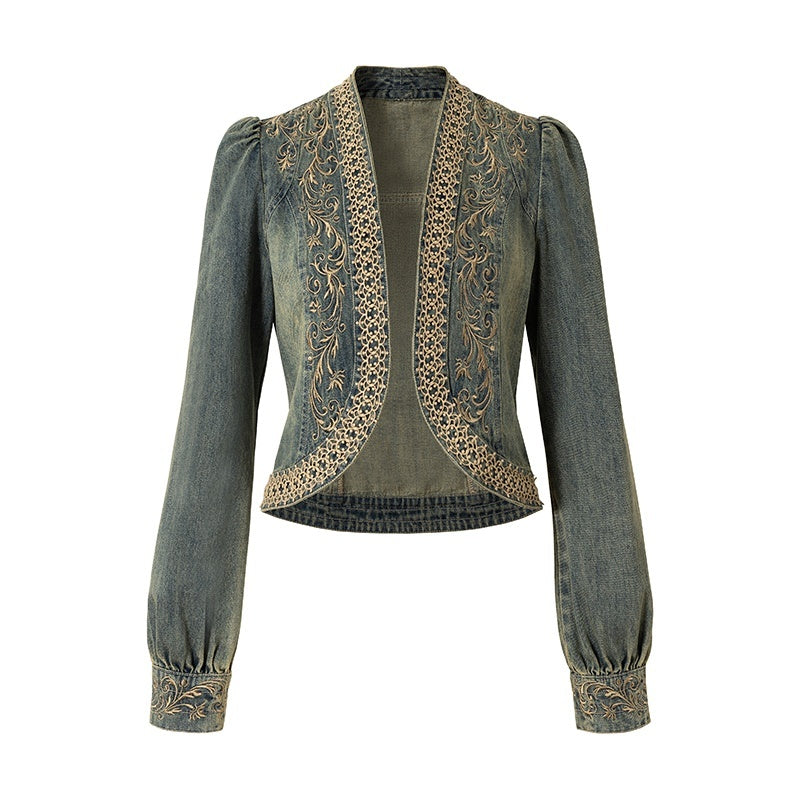 NO_ROMANCE_Baroque_Embroidered_Ribbon_Stand_Collar_Cinched_Waist_Women&