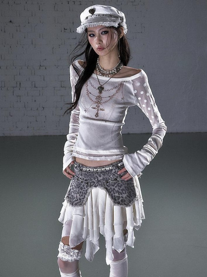 NO ROMANCE Baroque Flocked Reversible Wing Embroidered Slim Women&