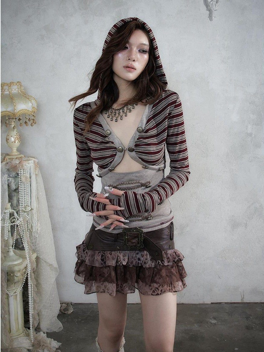 NO ROMANCE Baroque Leopard Print Sequined Patchwork Tiered Women&