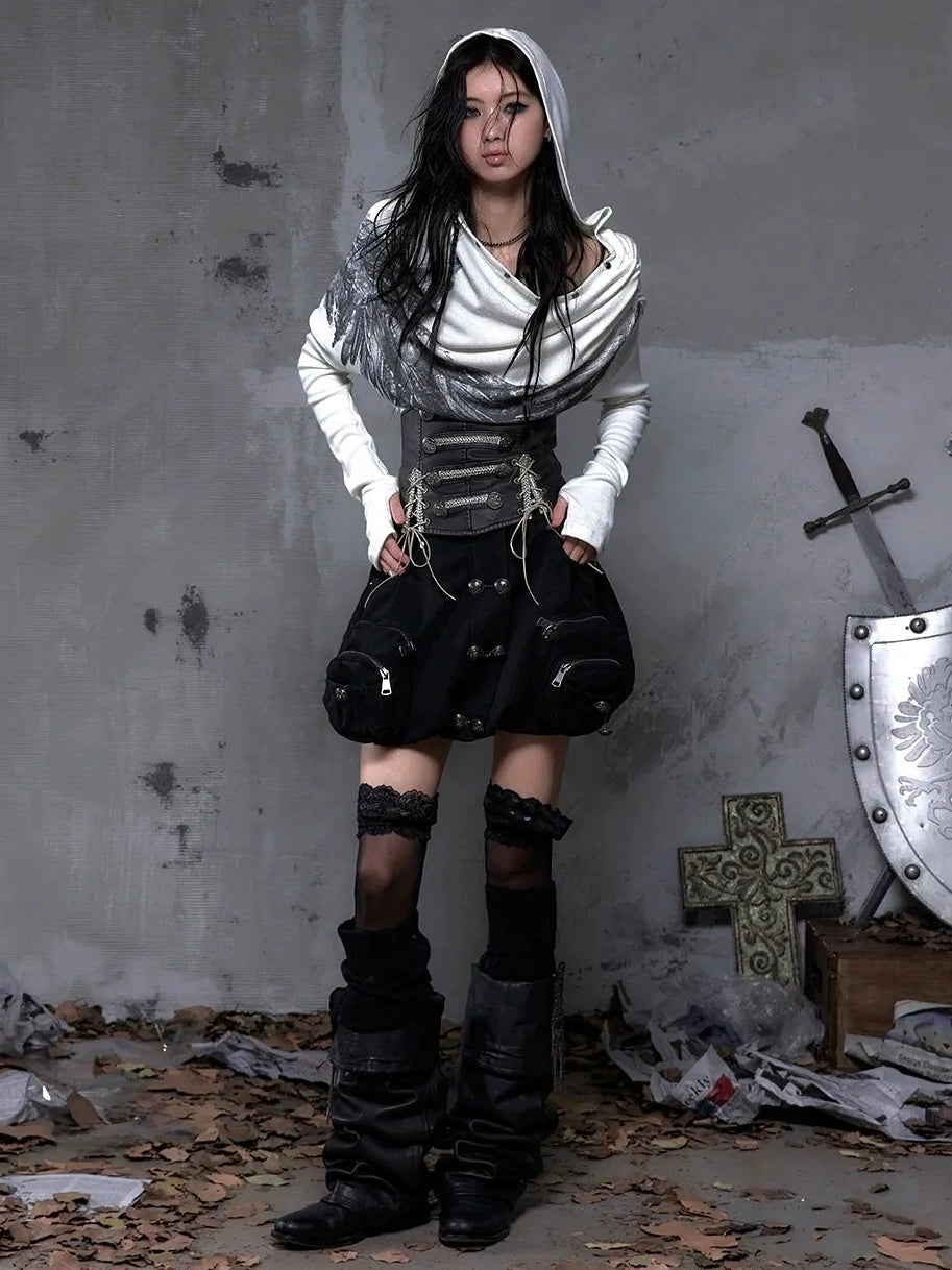 NO ROMANCE Botanical Floral Print Cinched Waist Cropped Long Sleeve Women Casual T-Shirt