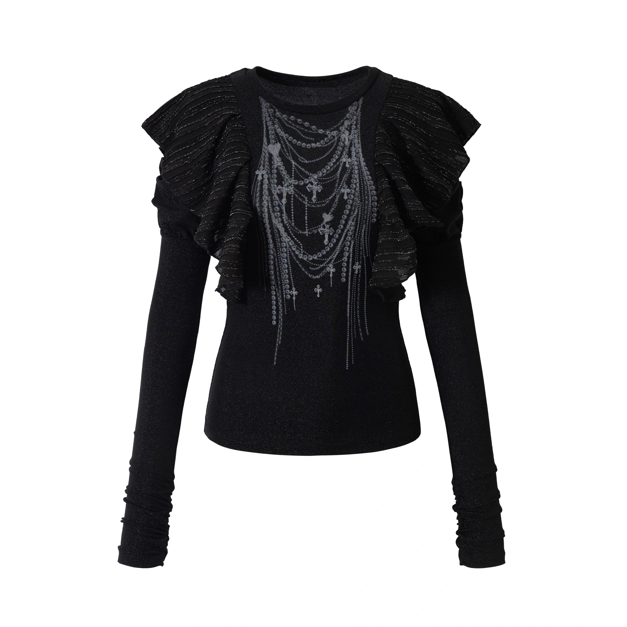 NO_ROMANCE_Butterfly_Graphic_Slim_Fit_Vintage_Long_Puff_Sleeve_Crew_Neck_Women_T-Shirt_MISSTT