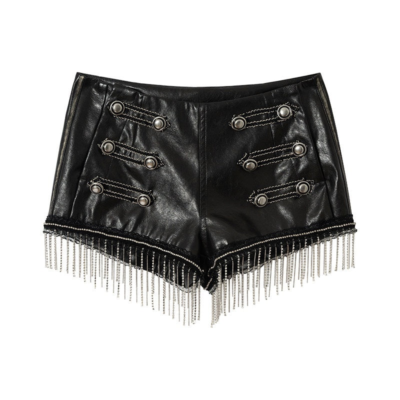 NO_ROMANCE_Distressed_Black_Metal_Buckle_Chain_Strap_Low_Waist_Women&