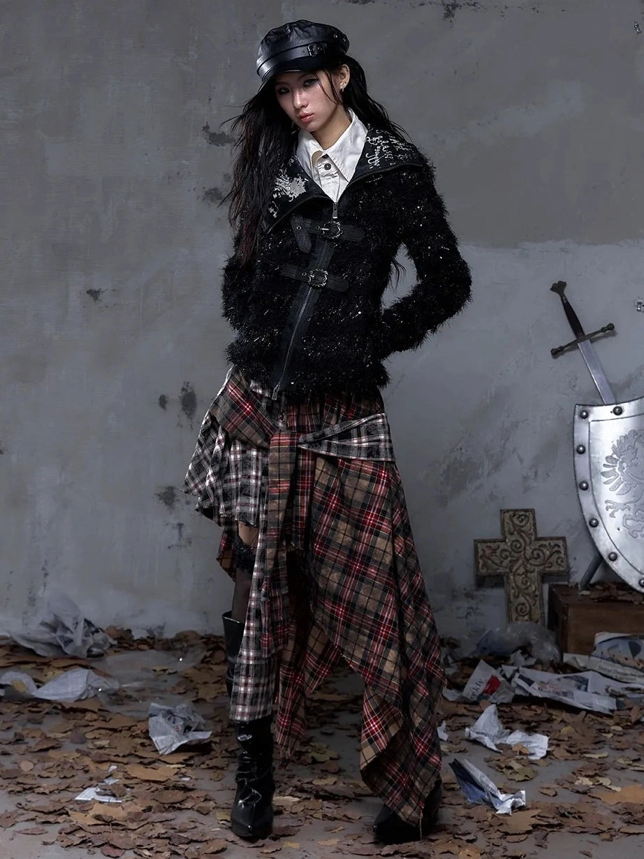 NO ROMANCE Edgy Gothic Zip Up Lapel Cropped Long Sleeve Metal Accents Black Womens Jacket